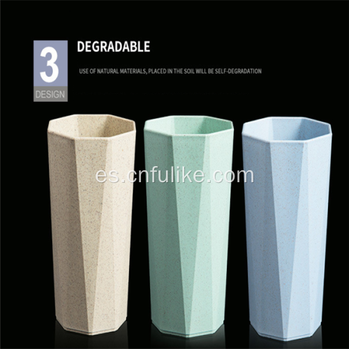 Taza de plástico colorida con forma de octágono Taza degradable